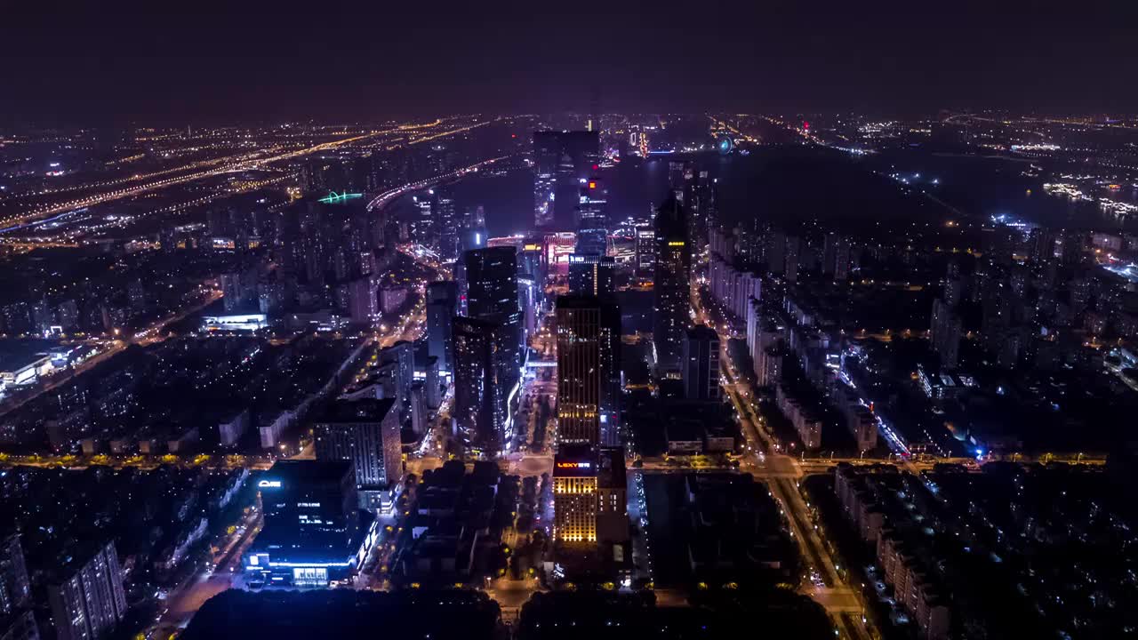 苏州 金鸡湖 城市之门 夜景视频下载