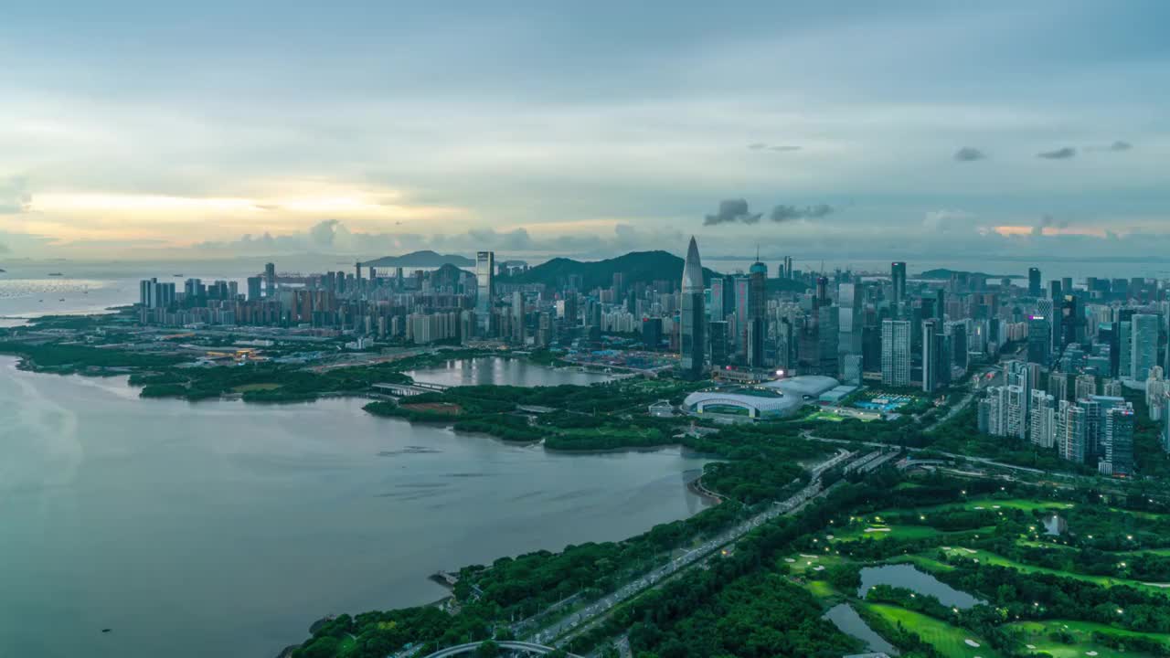 8K深圳南山深圳湾日转夜延时视频素材