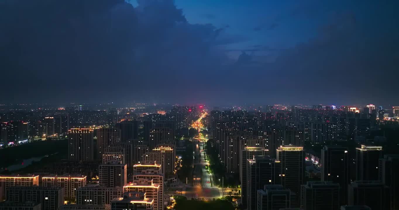 航拍中国嘉兴城市天际线夜景视频素材