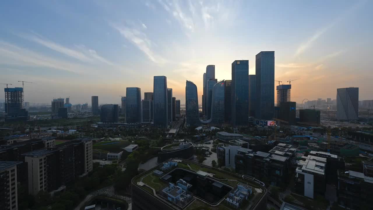 深圳前海CBD日落风光视频素材