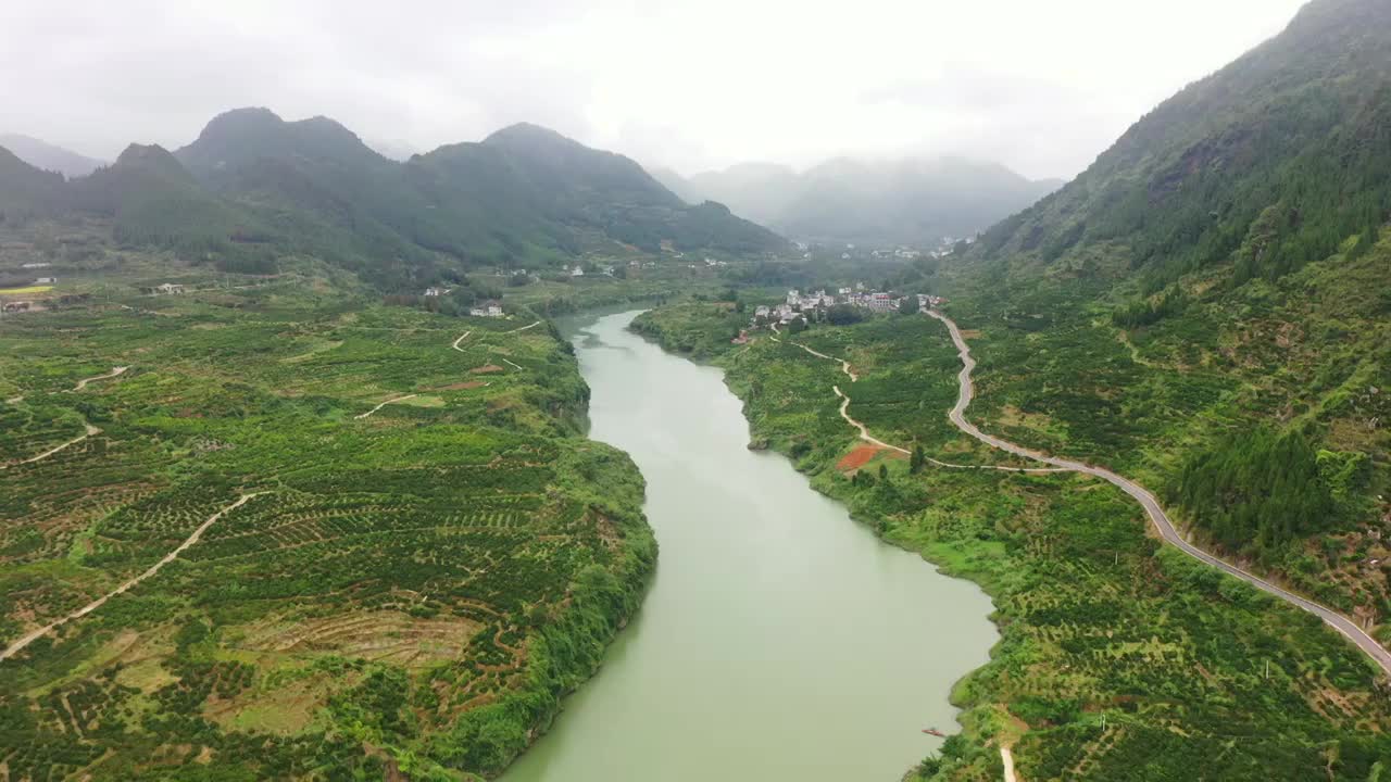 航拍湖南湘西保靖县酉水河风光视频素材