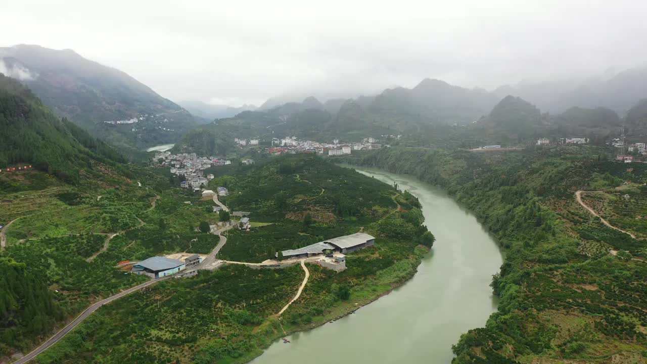 航拍湖南湘西保靖县酉水河风光视频素材