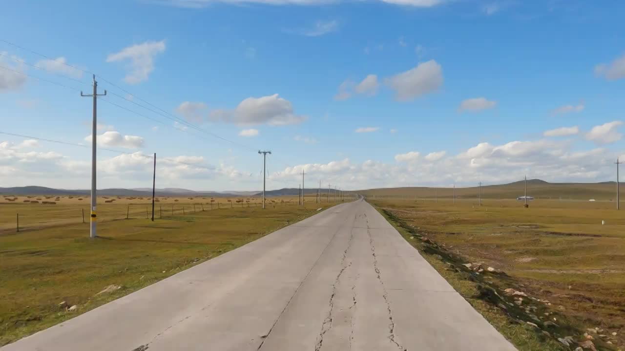 内蒙古呼伦贝尔大草原秋天公路自然风景视频素材