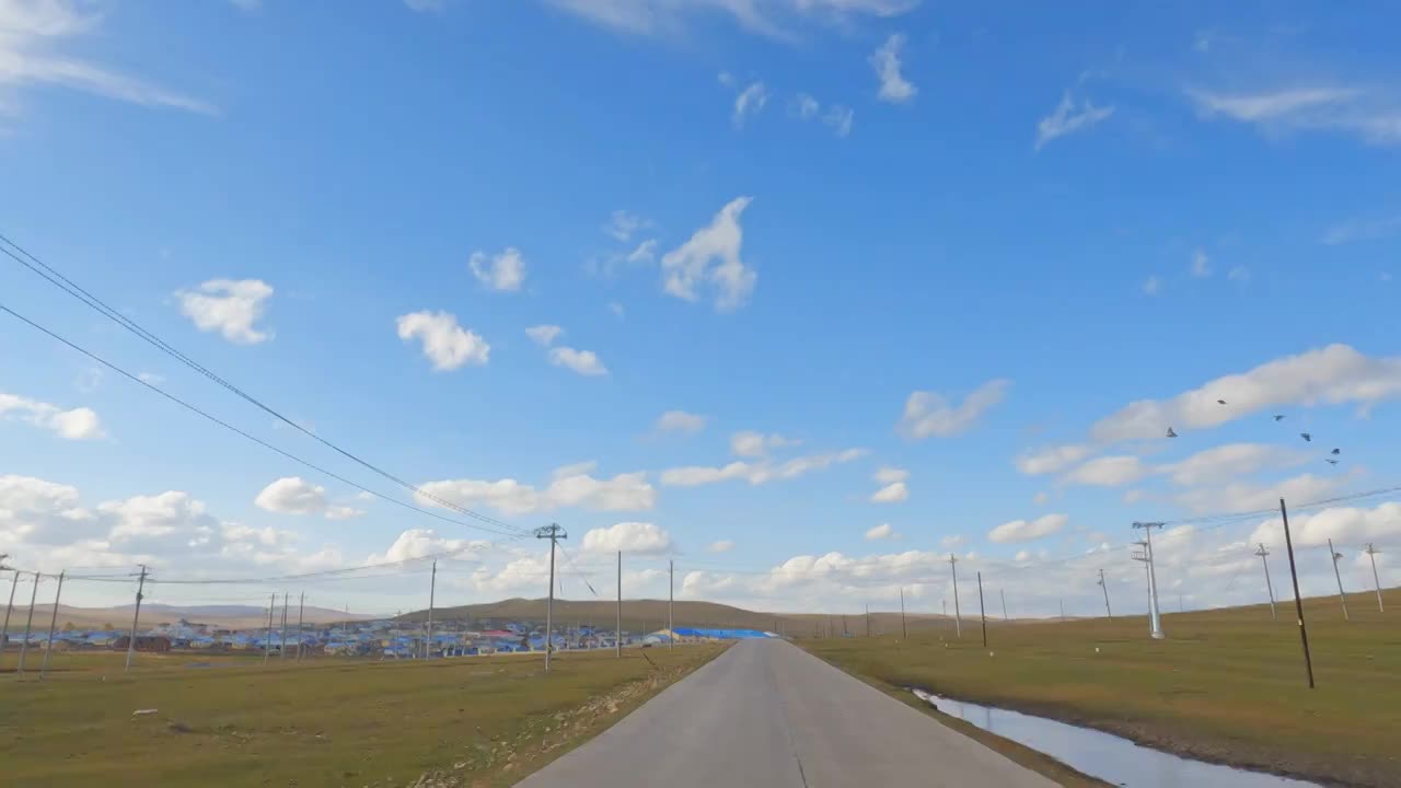 内蒙古呼伦贝尔大草原秋天公路自然风景视频素材