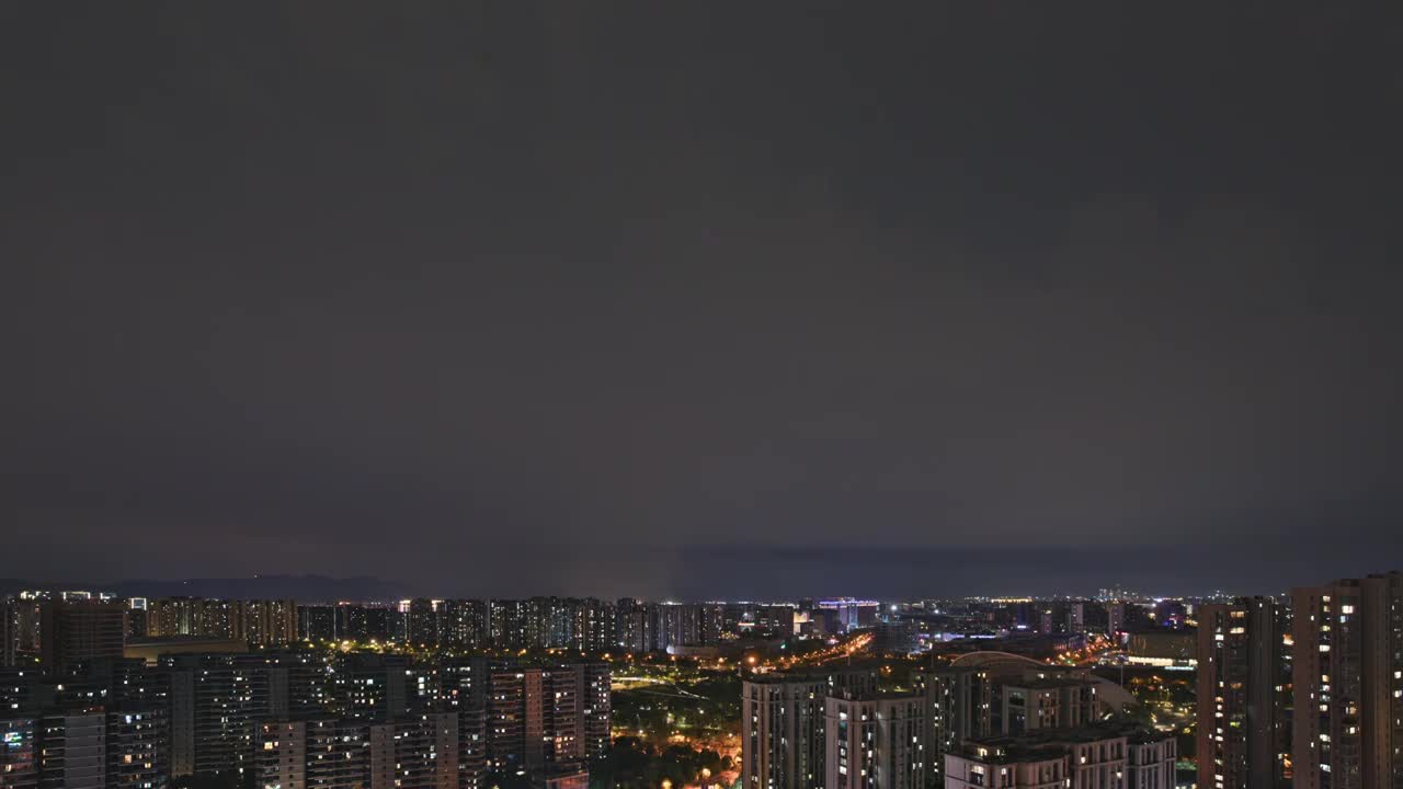 杭州城市夜景闪电延时视频素材