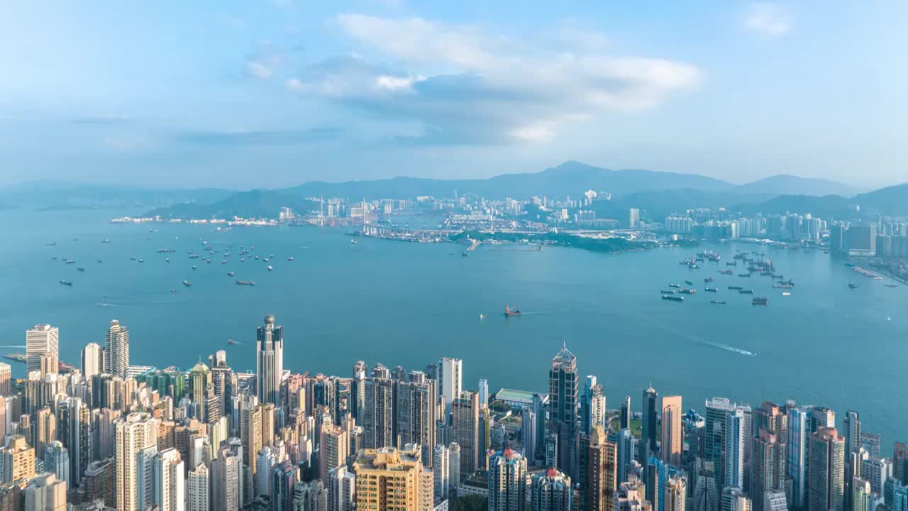 航拍香港港岛区城市风光延时视频素材