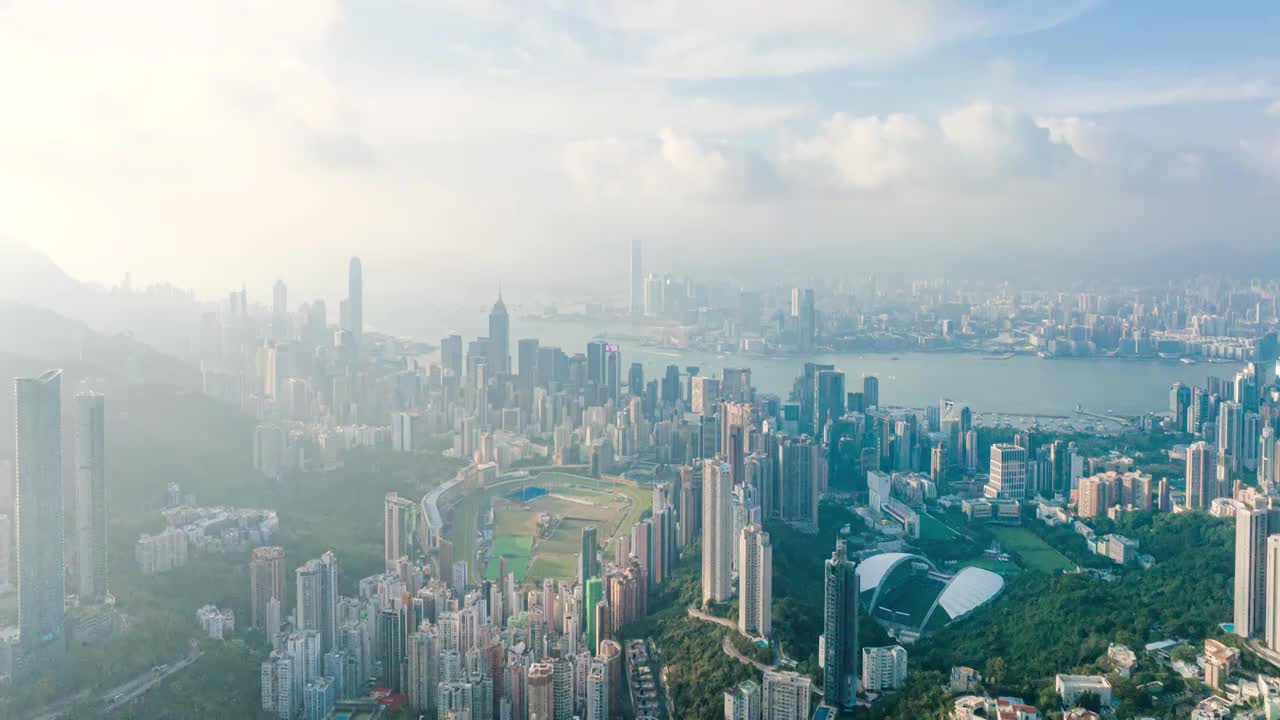 航拍香港港岛区城市风光延时视频素材