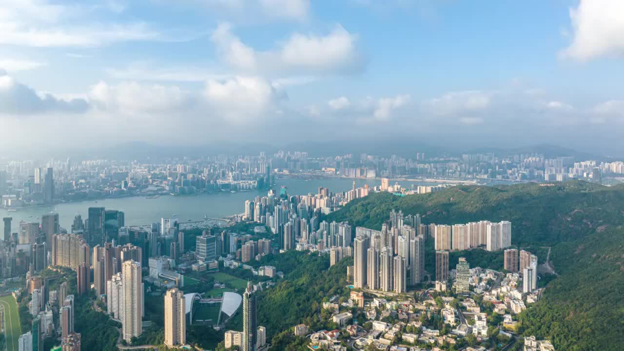 航拍香港港岛区城市风光延时视频素材