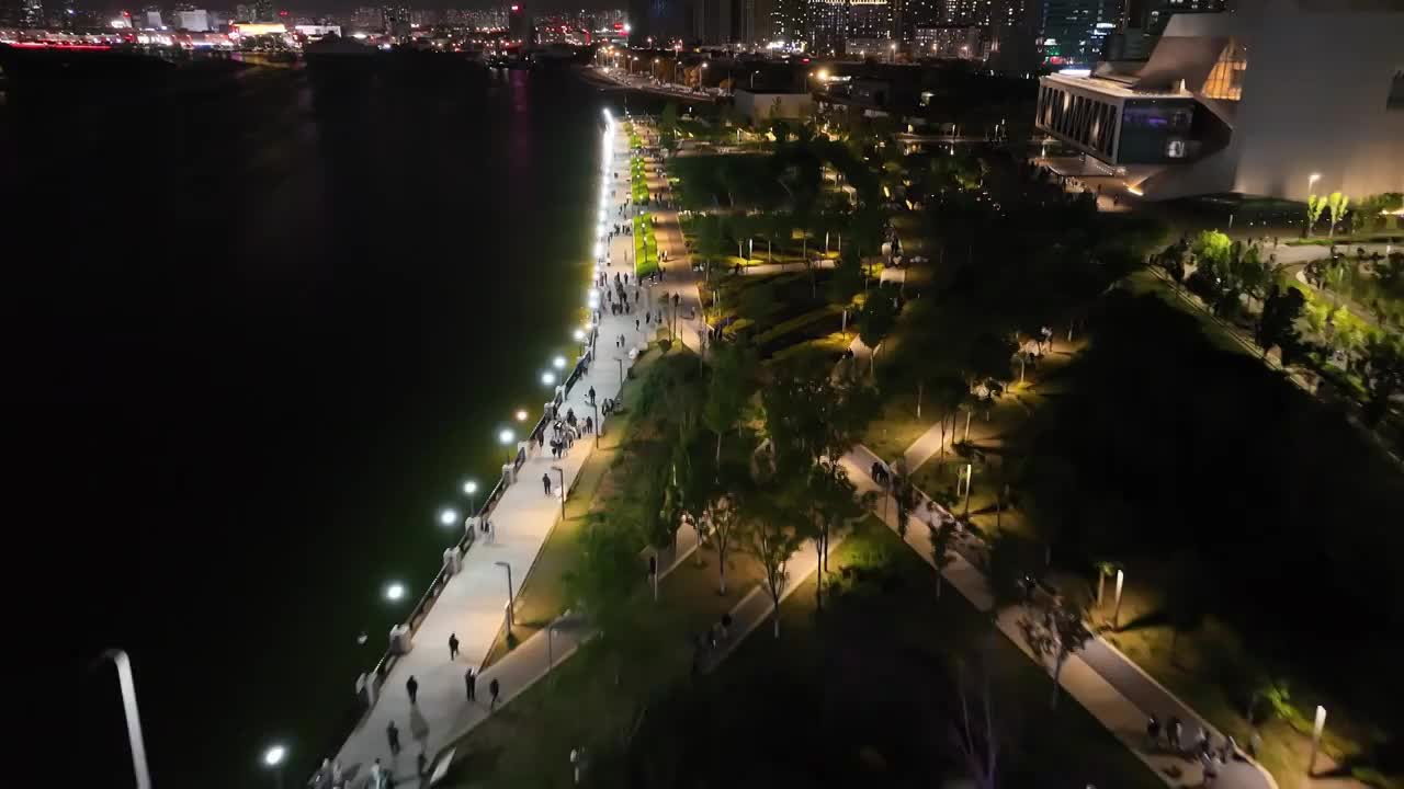 天津滨海新区响螺湾夜景视频素材