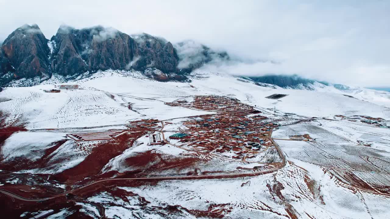 航拍雪中的甘南甘加秘境白石崖视频素材