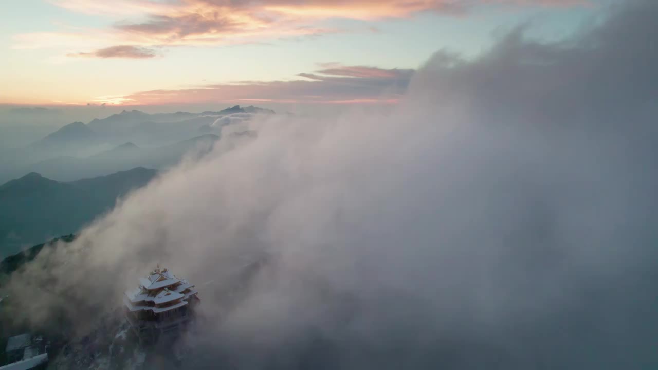 老君山雪景云海朝霞群山金顶航拍视频素材