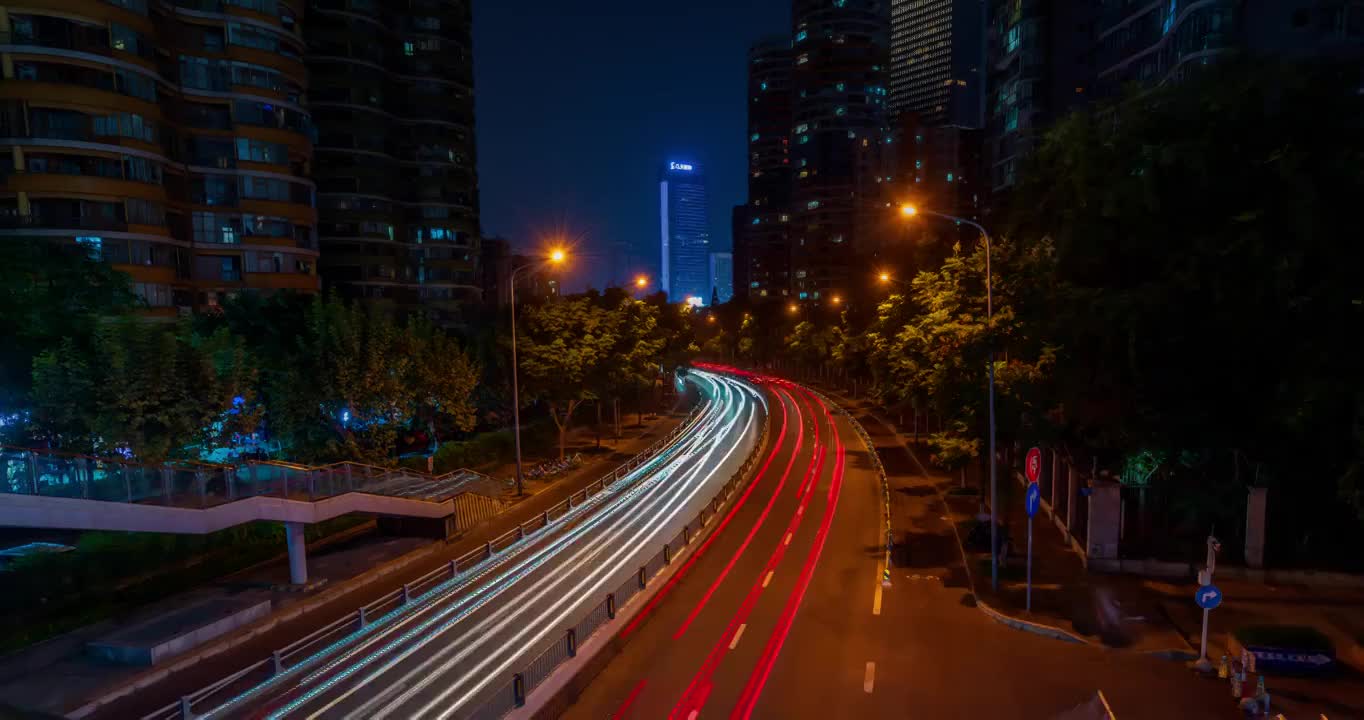 成都城市夜景车轨大范围移动延时视频素材