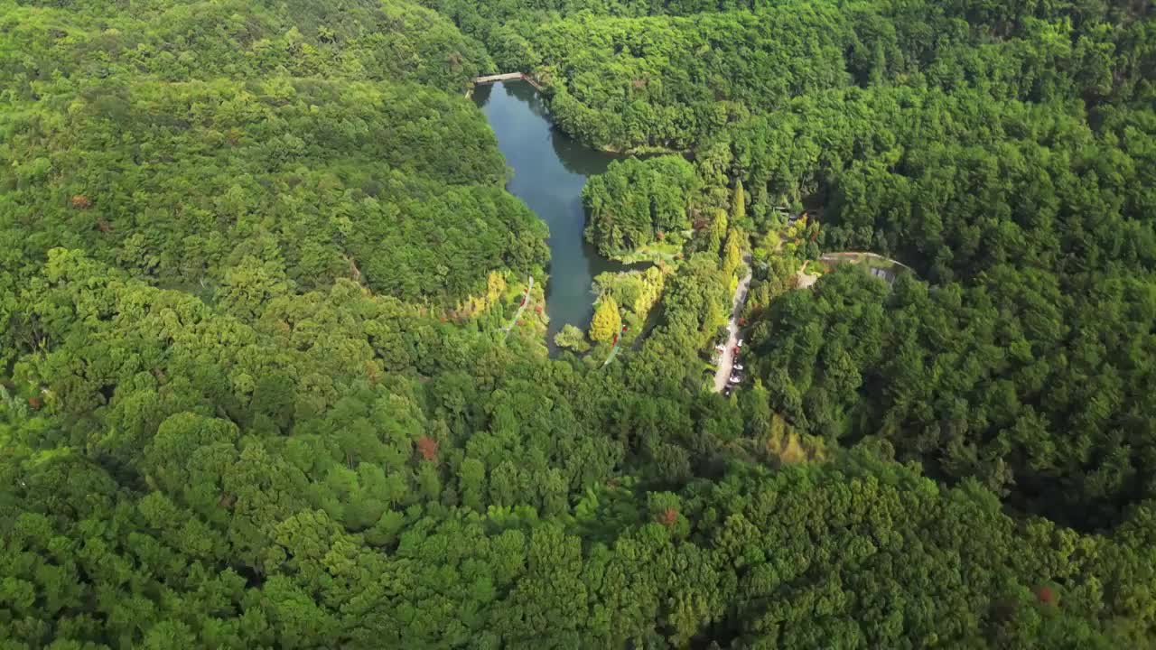 黛湖航拍 重庆北碚缙云山视频素材