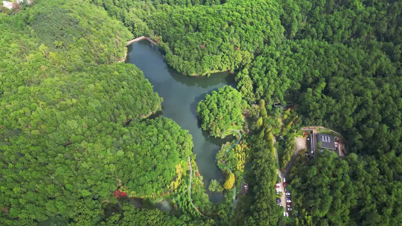 黛湖航拍 重庆北碚缙云山视频素材