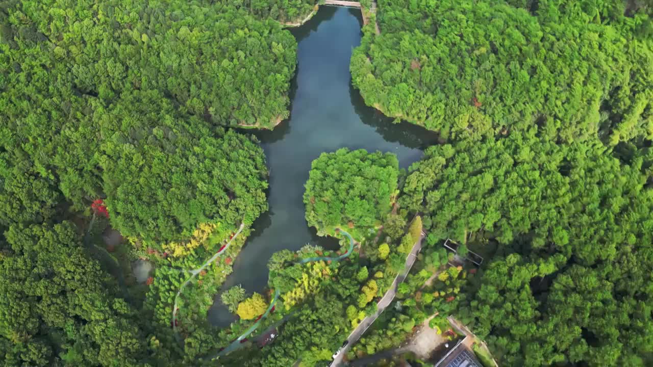 黛湖航拍 重庆北碚缙云山视频素材