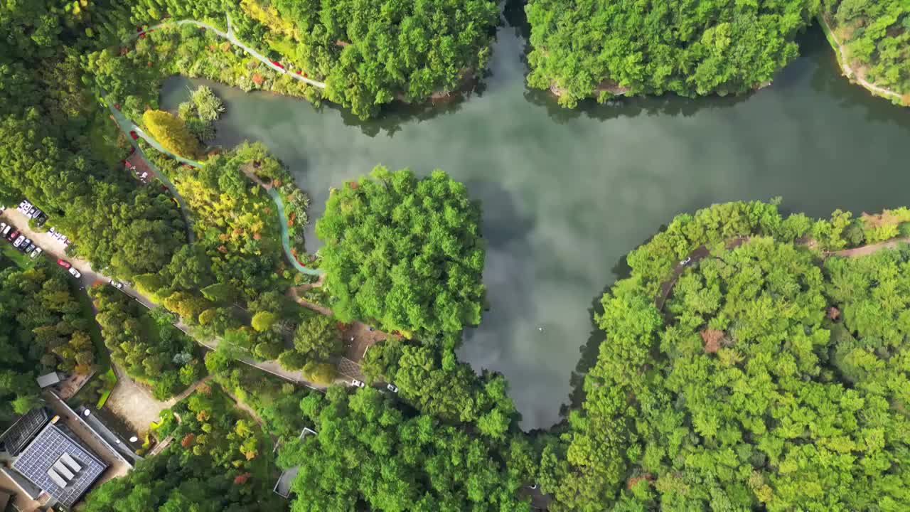 黛湖航拍 重庆北碚缙云山视频素材