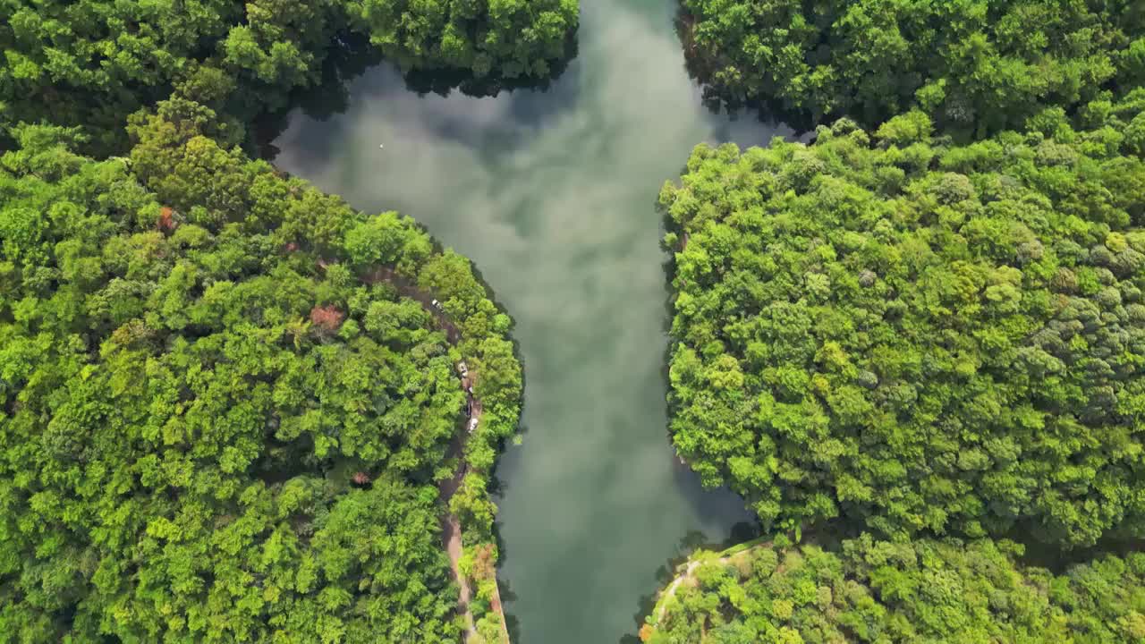 黛湖航拍 重庆北碚缙云山视频素材