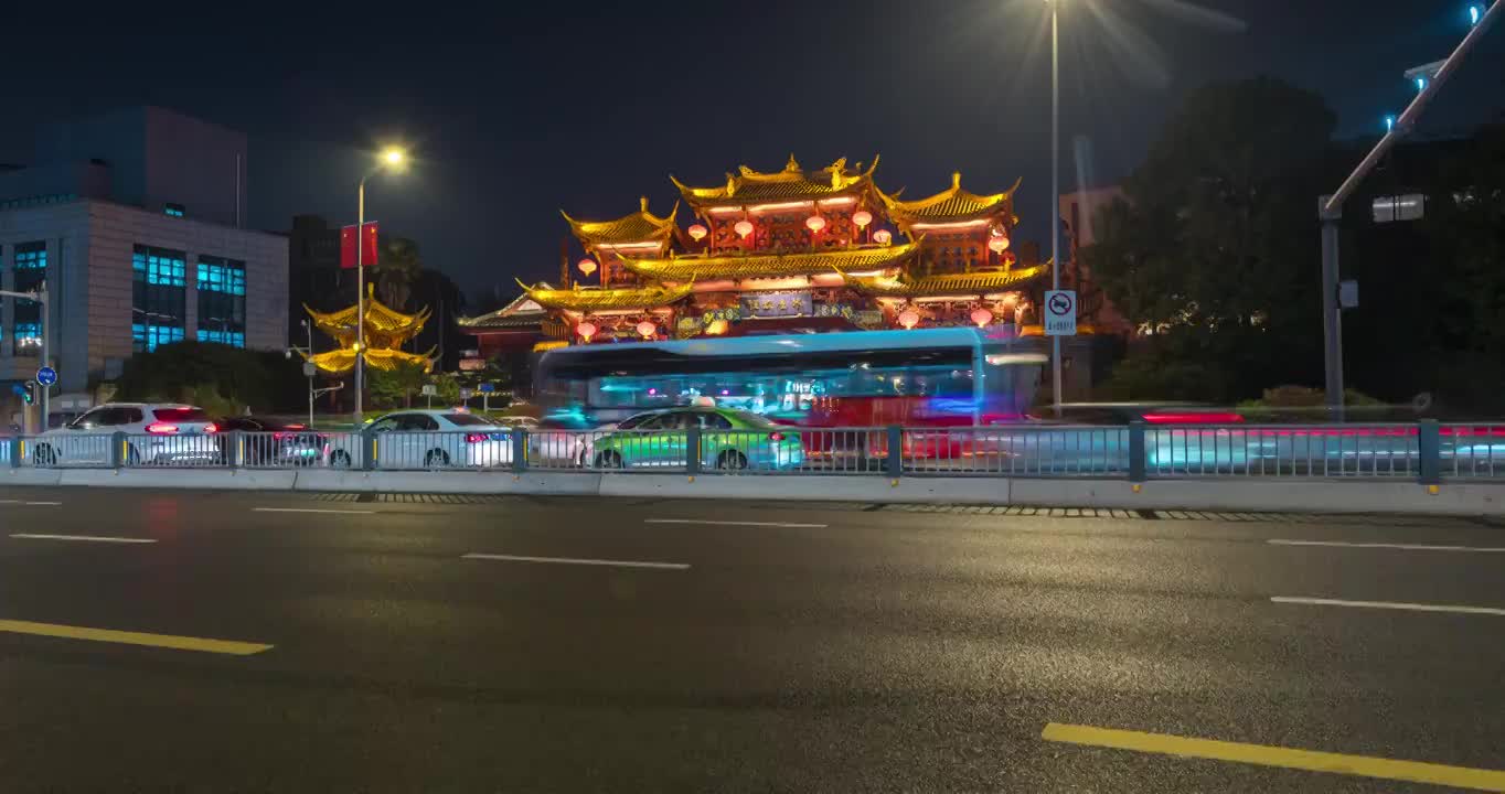 成都地标建筑琴台路夜景视频下载