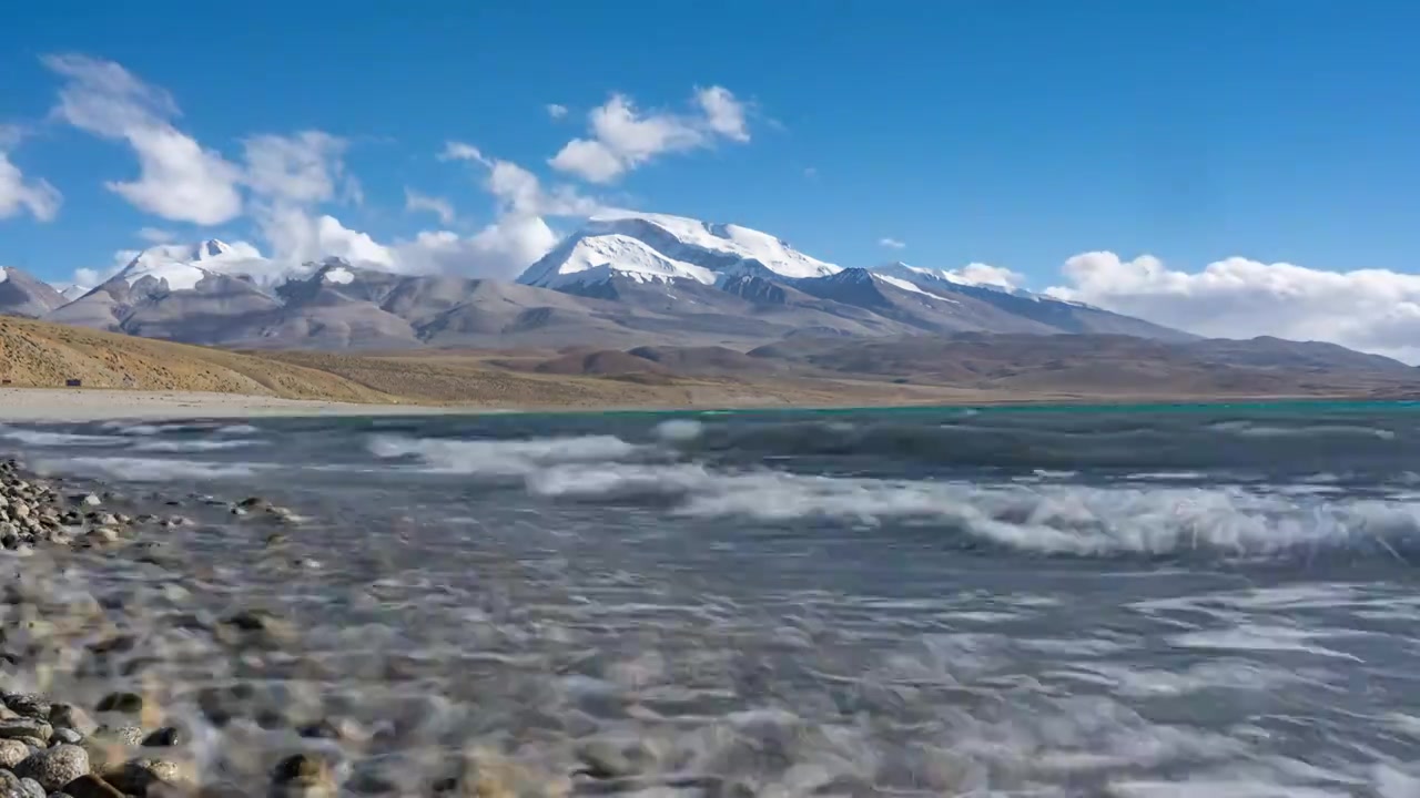 西藏阿里圣湖玛旁雍错纳木那尼峰延时视频素材