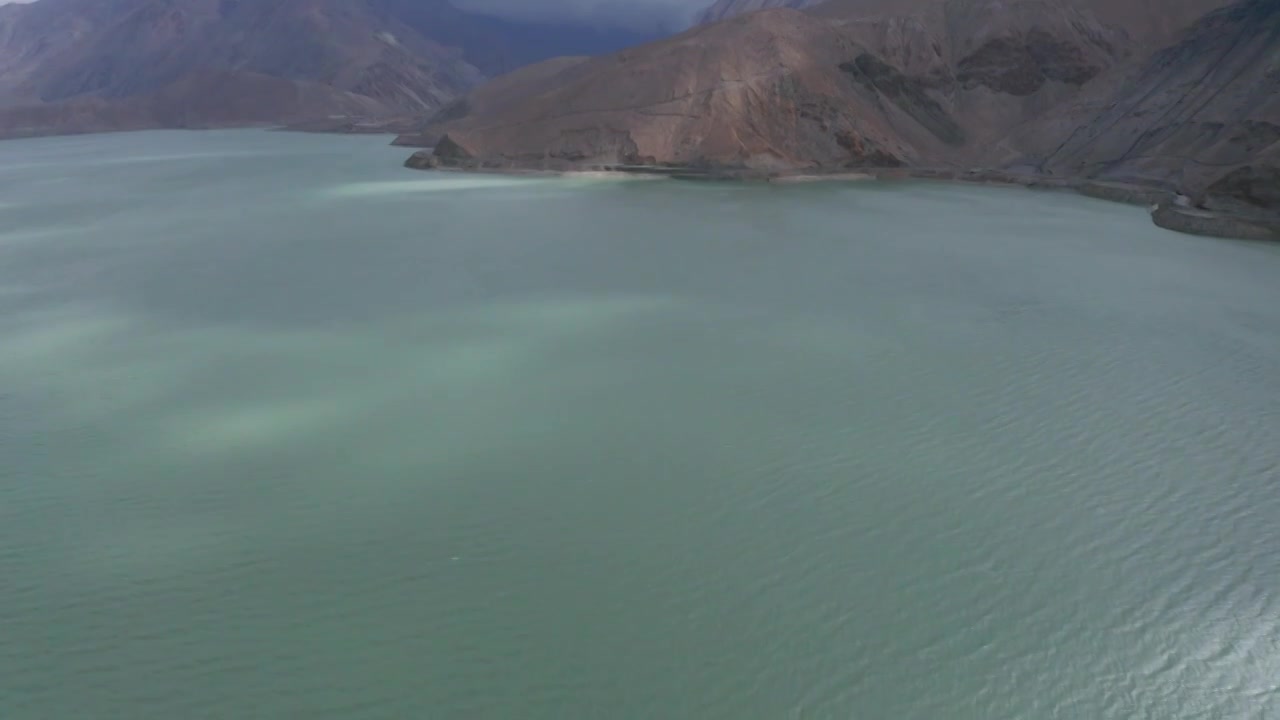 新疆喀什白沙湖风景航拍视频素材