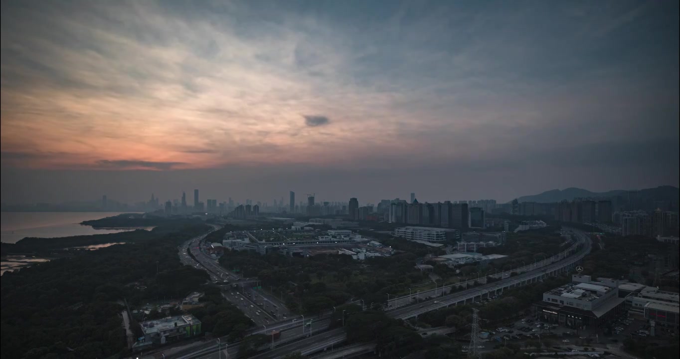 深圳湾日落晚霞视频下载