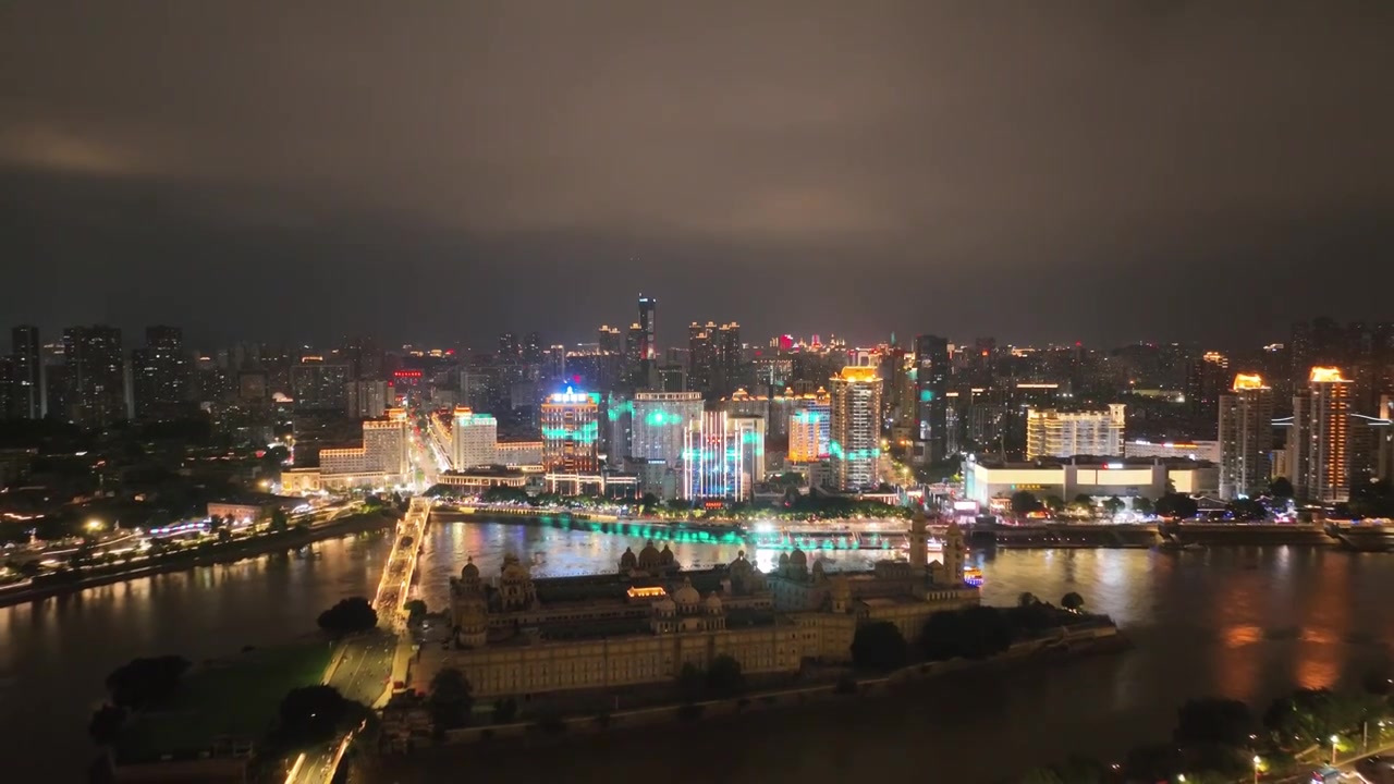 福建福州宣传片市区城市风光航拍 城市夜景 闽江两岸 江中岛视频素材