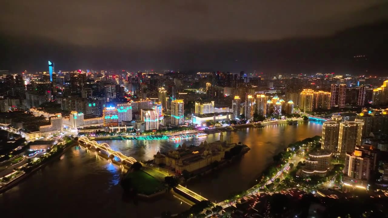 福建福州宣传片市区城市风光航拍 城市夜景 闽江两岸 江中岛视频素材