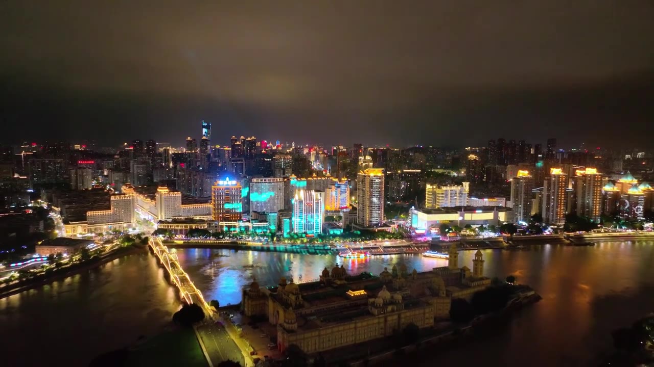 福建福州宣传片市区城市风光航拍 城市夜景 闽江两岸 江中岛视频素材