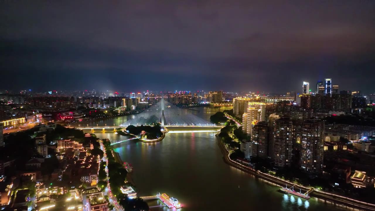 福建福州宣传片市区城市风光航拍 城市夜景 闽江两岸 江中岛视频素材