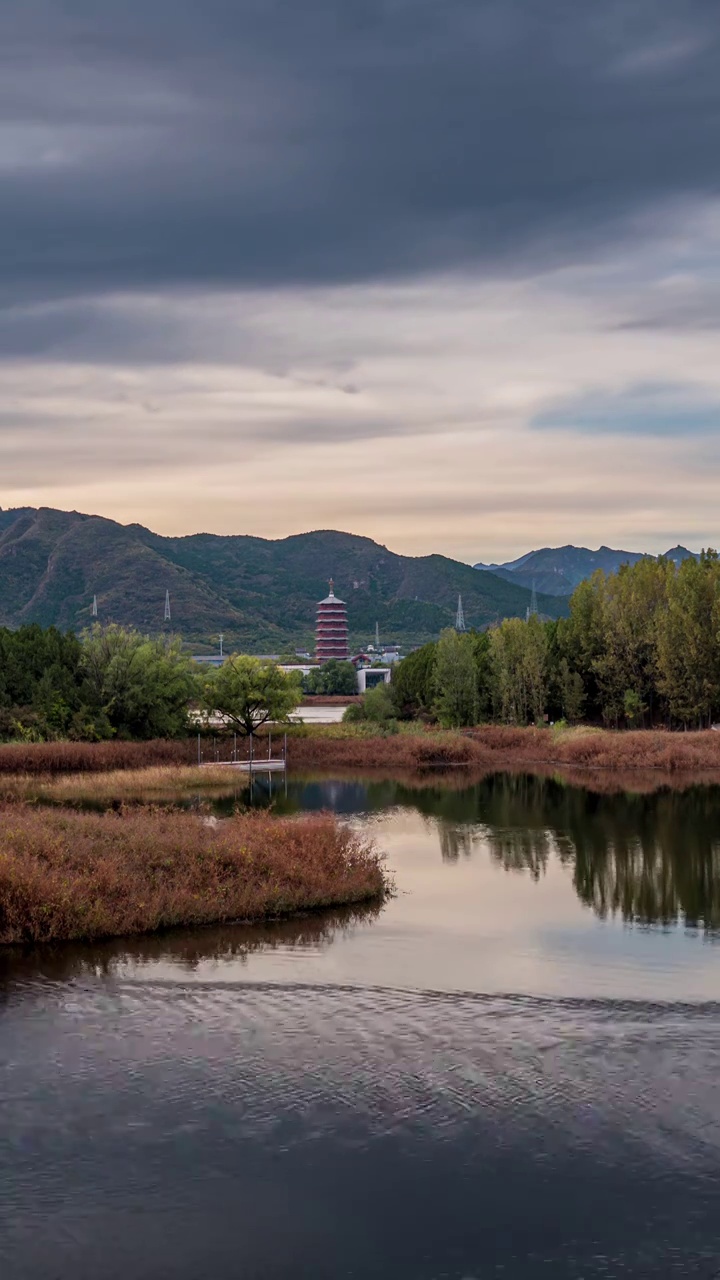 雁栖湖日落风景视频素材