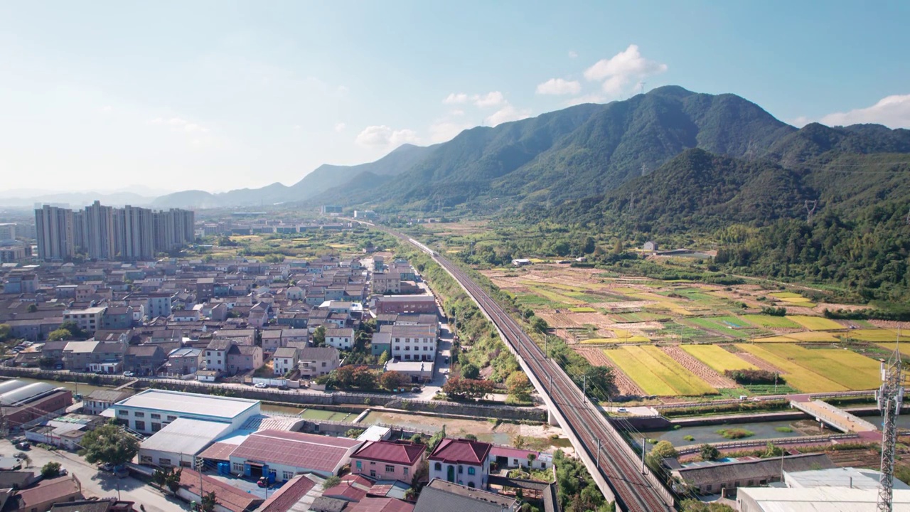 浙江省宁波宁海西店香石村秋天自然建筑风景航拍视频素材