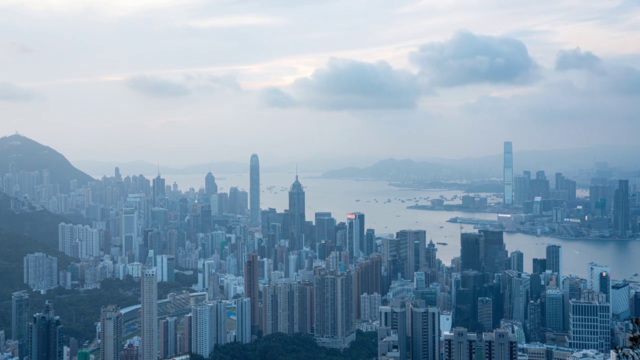 香港城市风光天际线夜景延时视频素材