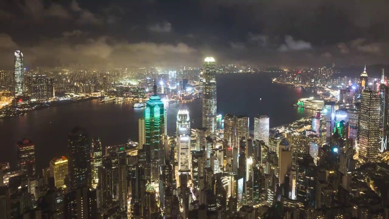 航拍香港夜景延时视频素材