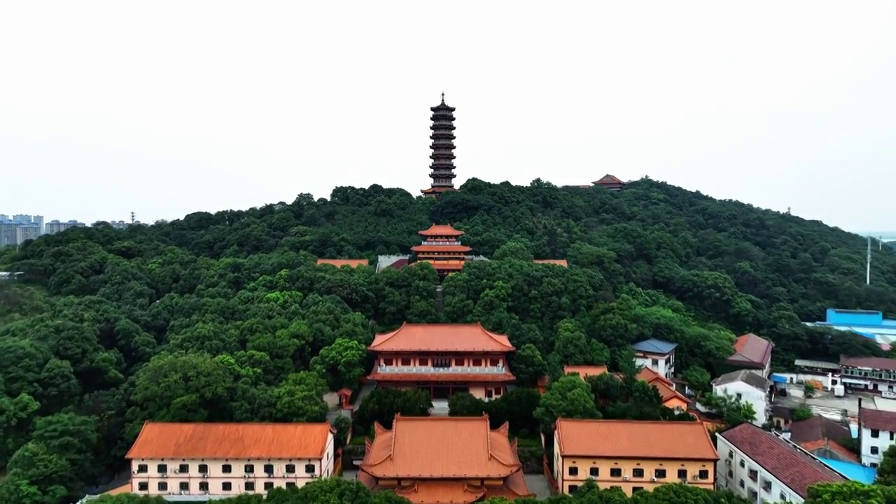 湖南岳阳圣安寺古寺庙历史人文航拍视频视频素材