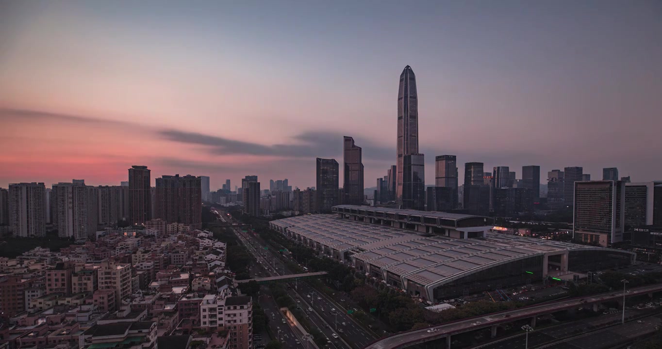 福田CBD日落与夜景视频下载