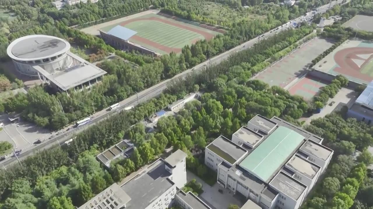 中国山东商业职业技术学院与山东城市建设职业学院航拍视频素材