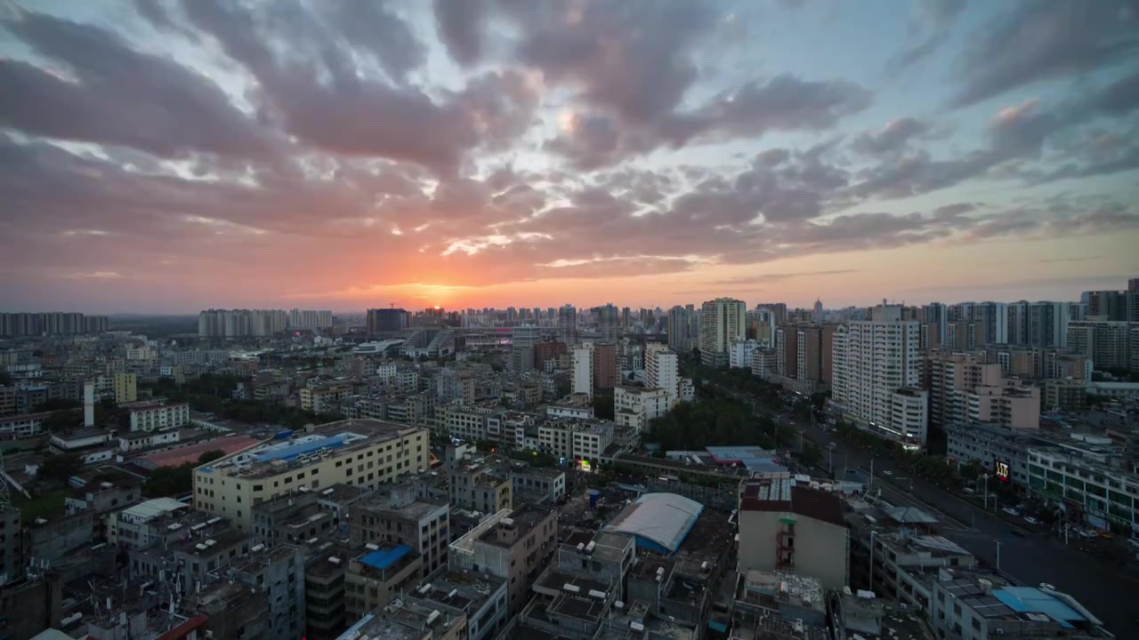 海南海口市凤翔东路日落夕阳视频下载