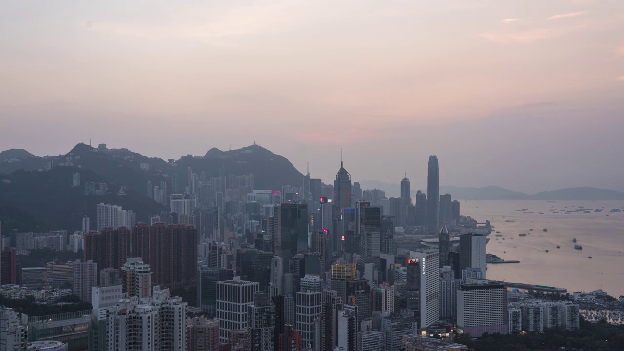 香港维多利亚港日转夜延时视频素材