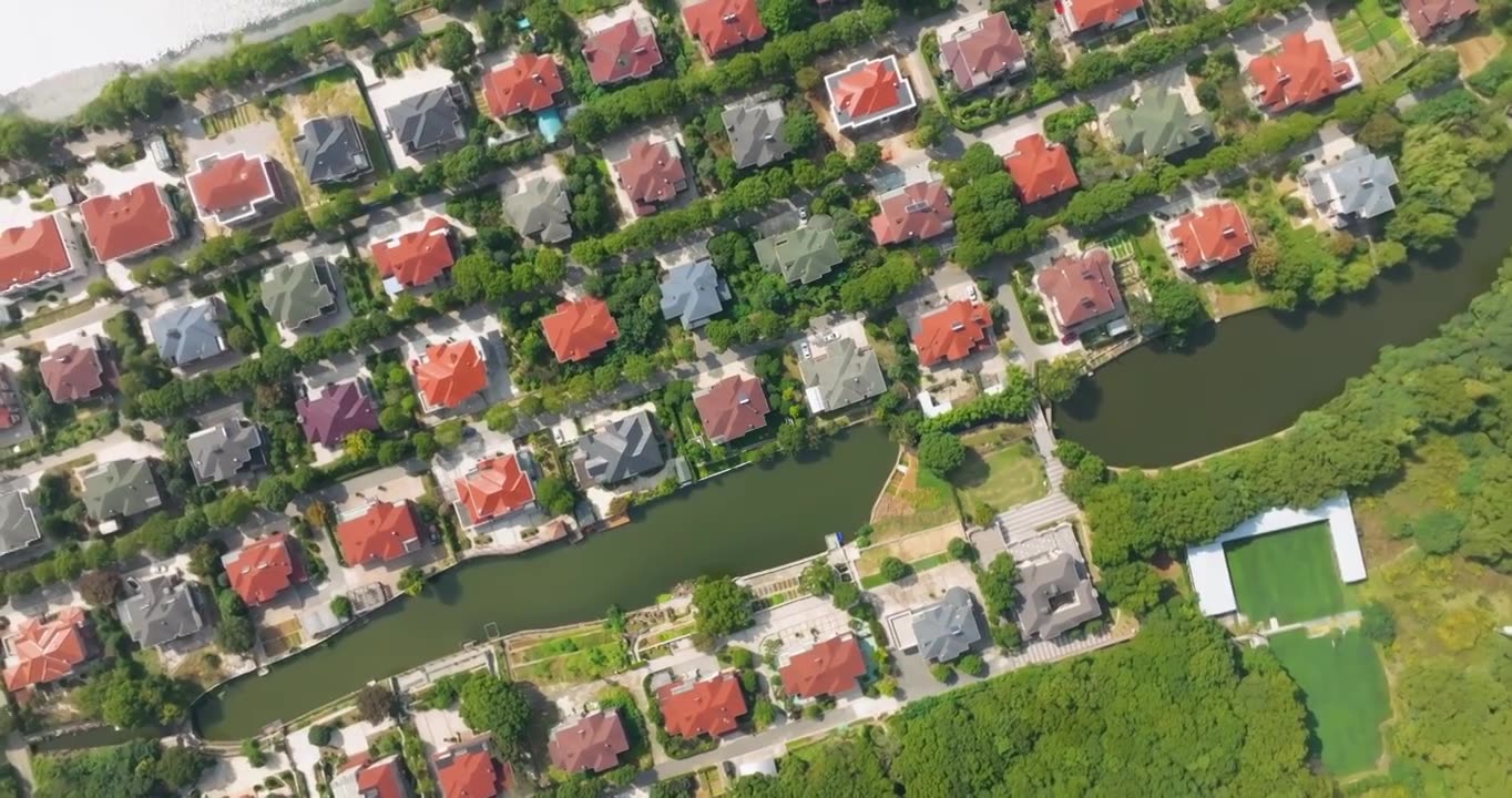 天下第一村江阴市华士镇华西村住宅别墅建筑风光视频素材