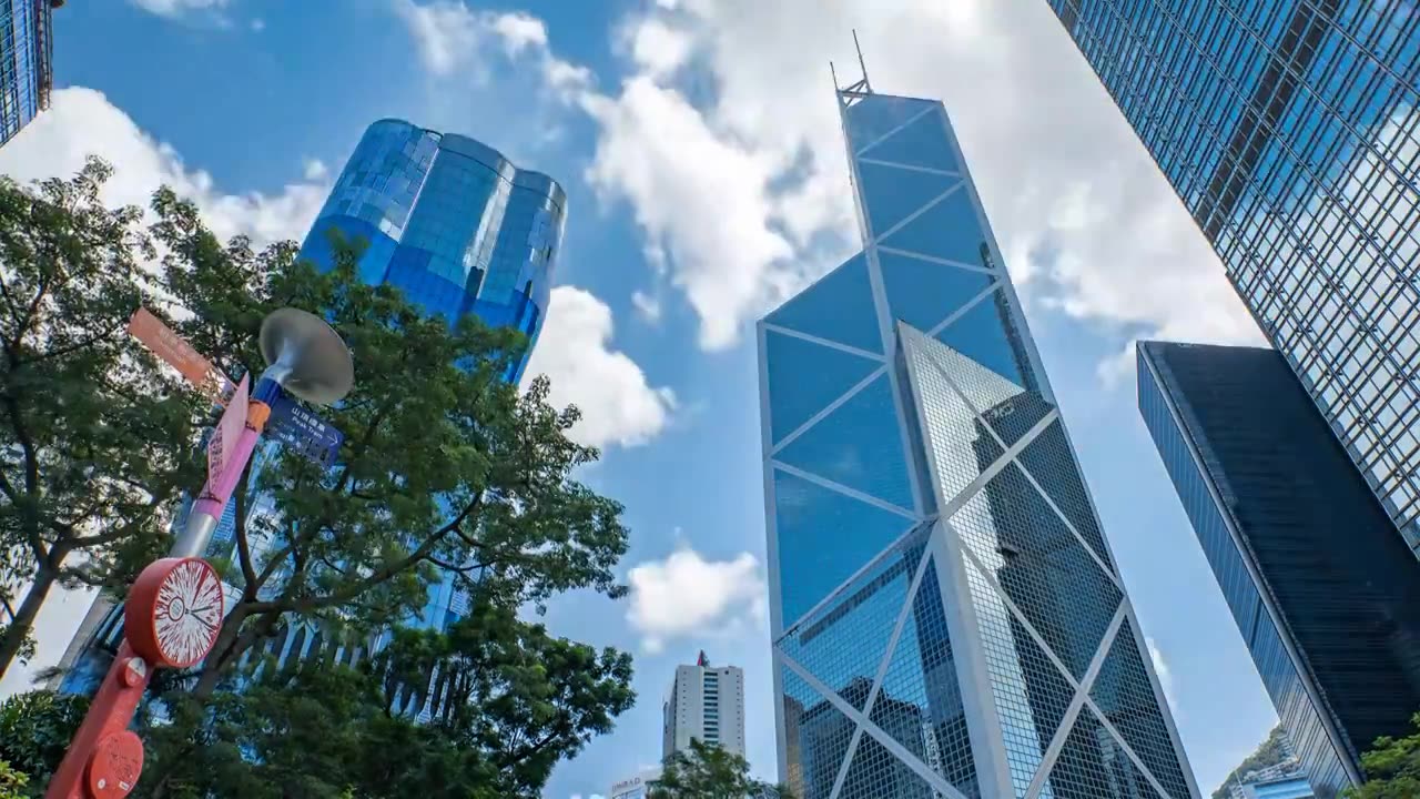 4k 香港中环摩天大楼街景延时拍摄视频素材