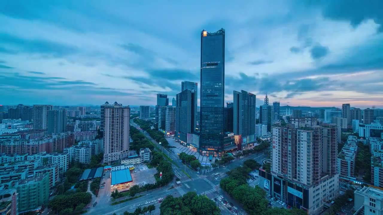 惠州江北CBD日转夜延时视频素材