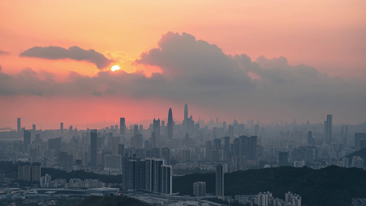 深圳天际线日落延时视频素材