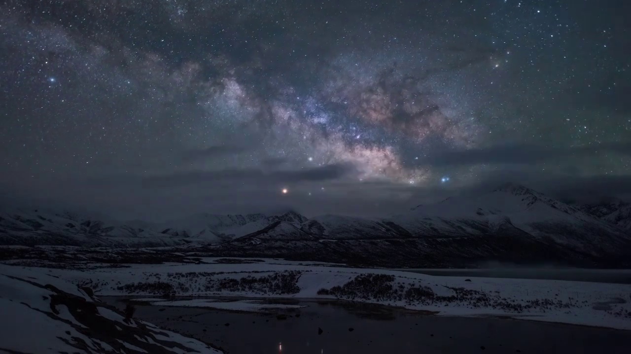 青海年保玉则高原雪山星空视频素材