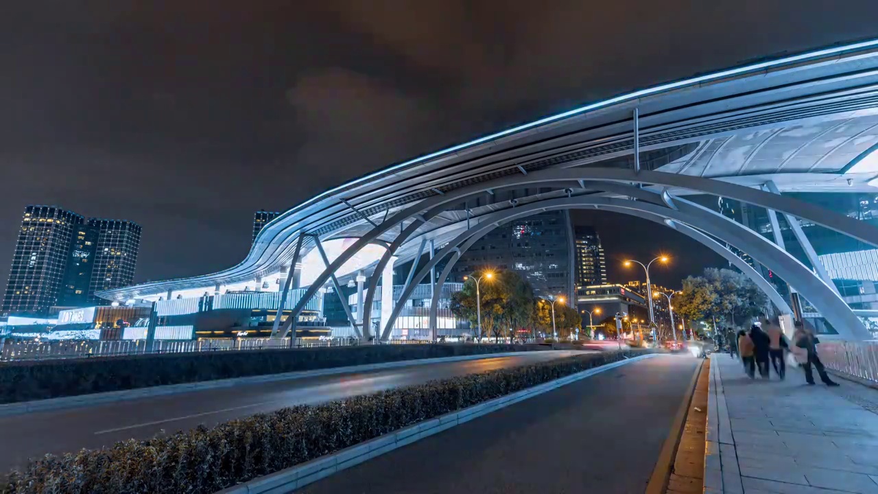 苏州工业园区时代广场城市夜景风光延时视频下载