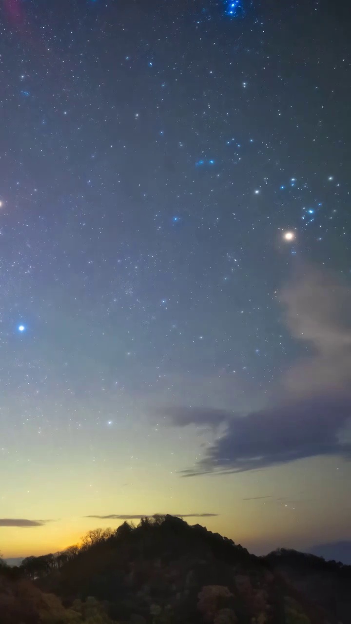 星空延时：秦岭夜空繁星与彩色星云星团视频素材