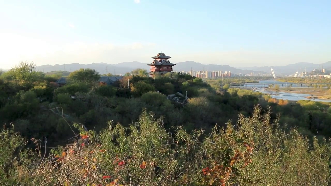 北京文昌阁秋冬风景视频下载