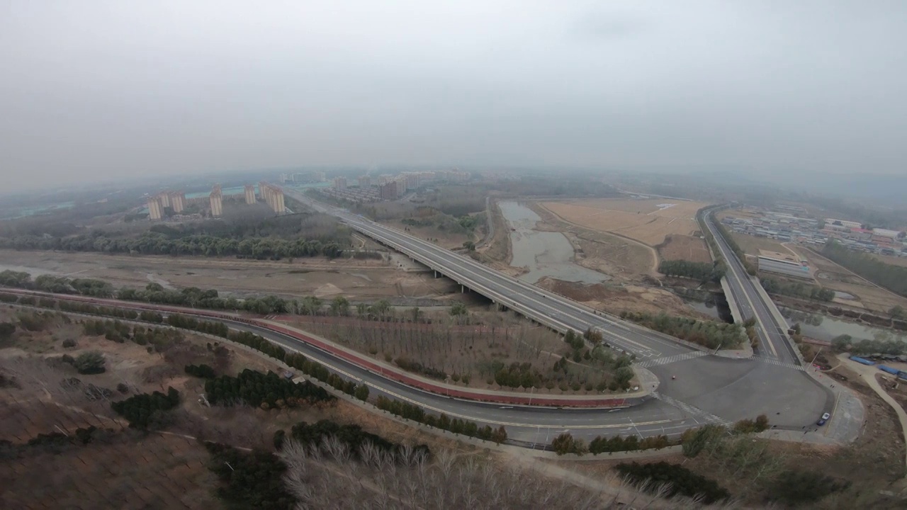 航拍北京平谷区新建环岛及公园视频下载