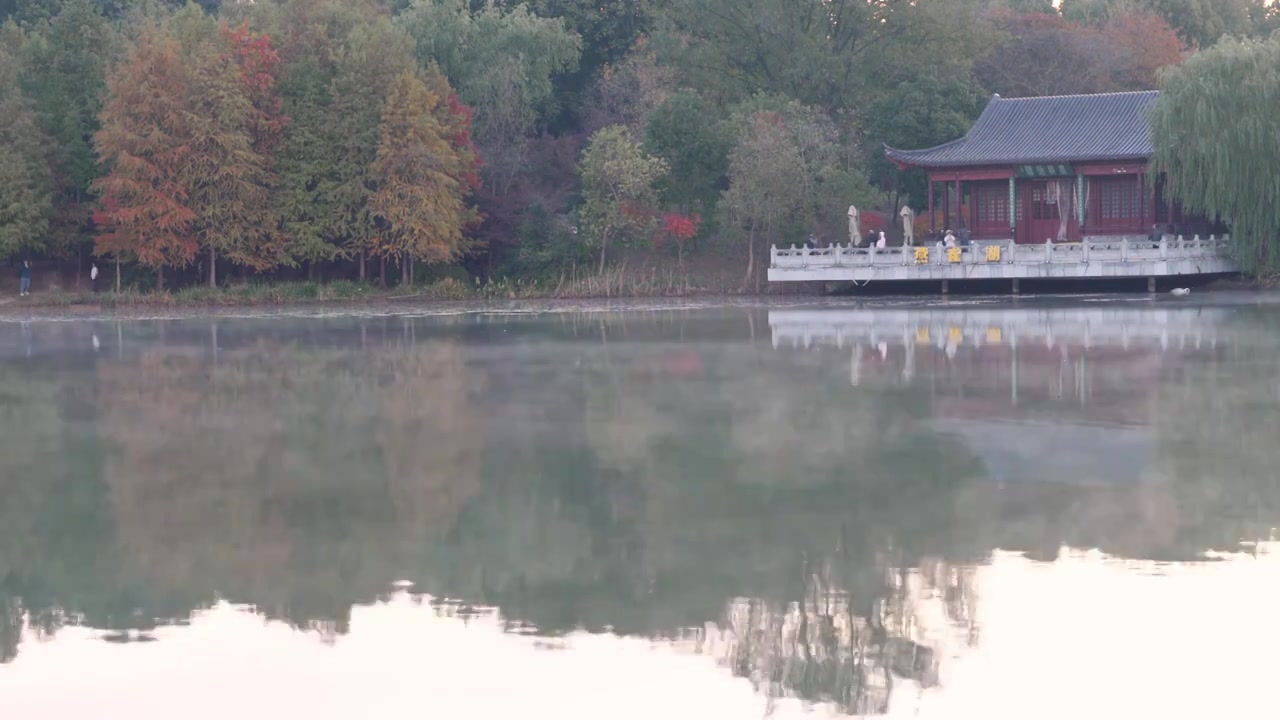 薄雾流动燕雀湖视频素材