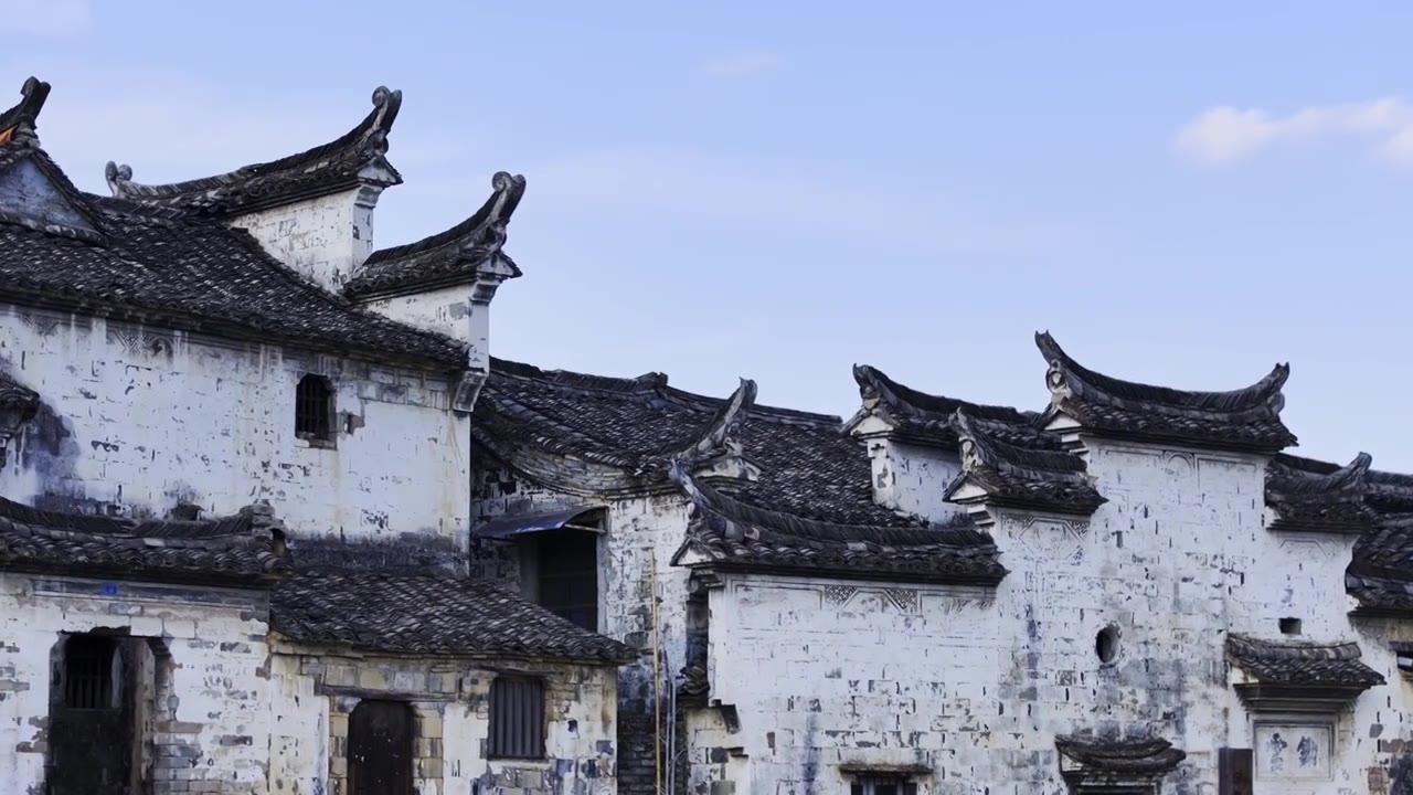 浙江丽水缙云河阳古民居航拍视频下载