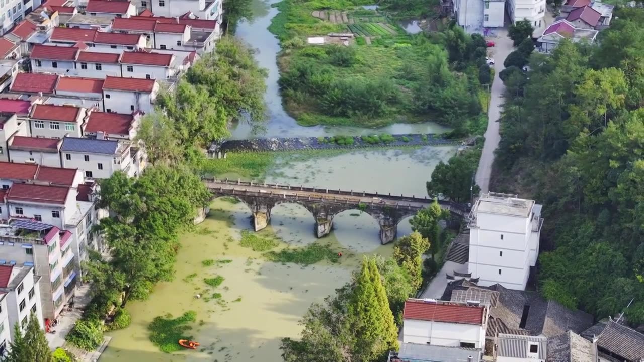 浙江丽水缙云河阳古民居航拍视频下载